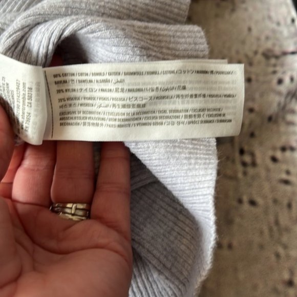 ribbed button down crop stretchy long sleeved top crew grey small - Picture 6 of 7